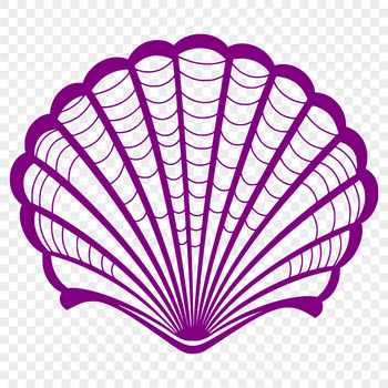 A digital illustration of a seashell in various formats including SVG and DXF.