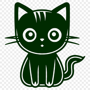 Cute cat sitting on its haunches in full body pose.