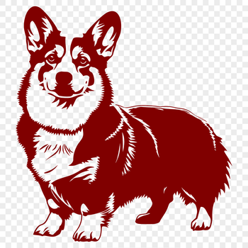 A digital illustration of a standing Welsh Corgi dog breed in full-body view.