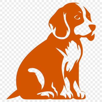 A full-body illustration of a sitting Beagle dog breed, suitable for vector art designs.