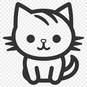 A simple line drawing of a cute sitting cat in a full-body pose.