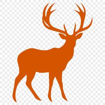 A detailed vector image of a deer's full body in outline form.