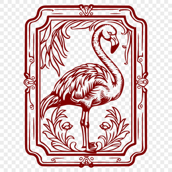 A standing flamingo bird with a full-body silhouette, suitable for various designs and crafts.