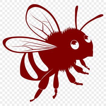 A detailed illustration of a flying bee in full body view, suitable for gardening and clip art purposes.
