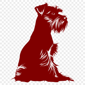 A close-up illustration of a miniature dog sitting on its haunches, showing off its distinctive facial features.