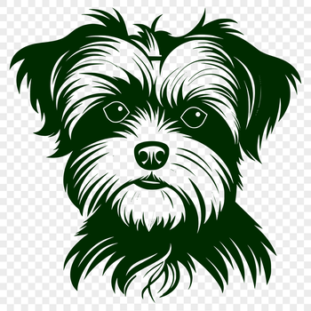 A small dog breed known as the Morkie depicted in a detailed vector format.