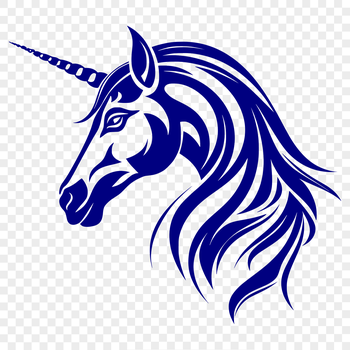 A fantasy mythical creature with a horse-like head and a single horn protruding from its forehead.