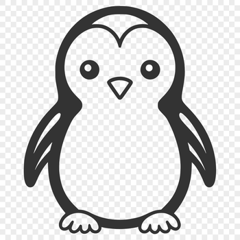 A simple line drawing of a penguin in full body form, suitable as clip art for various designs.