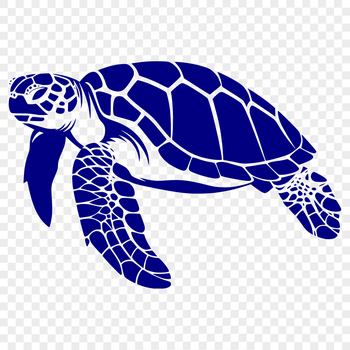 A full-body illustration of a sea turtle swimming in the ocean.