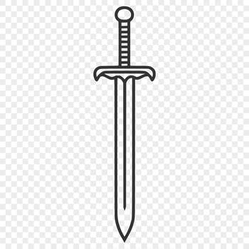 A stylized illustration of a sword made from vector art.