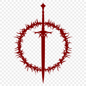 A detailed illustration of a sword with thorns depicted in a vector format.
