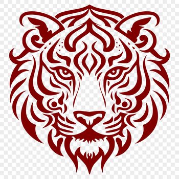 A detailed illustration of a tiger's head with ornate features, suitable for vector graphics and design projects.
