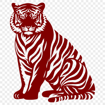 A detailed illustration of a tiger in full body pose, suitable for vector design and cutting machine projects.