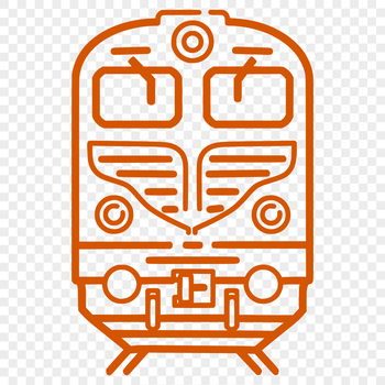A detailed illustration of a train with bold lines and shapes, suitable for vector art and commercial or personal use.
