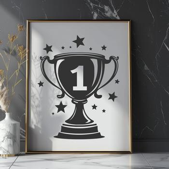 A vector trophy icon suitable for web design, with clean lines and crisp details.