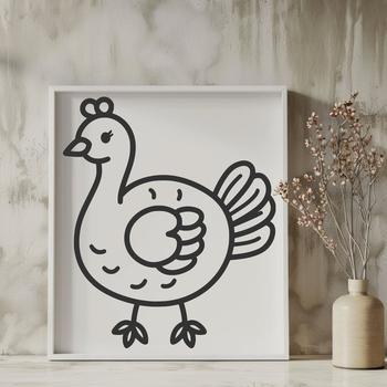 A simple line drawing of a full-body turkey farm animal, suitable for various applications.