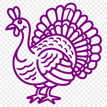 A digital illustration of a full-body turkey in a farm setting.