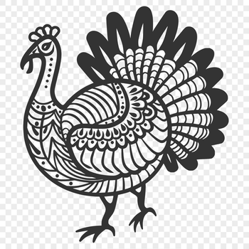 A detailed illustration of a turkey from the farm animal family.