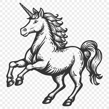 A full-body mythical creature with a horse-like body and a single horn on its forehead.