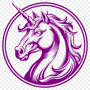 A stylized illustration of a unicorn's head, suitable for vector design and graphic applications.