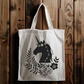 A mythical unicorn with a flowing mane, designed as vector art for commercial or personal use.