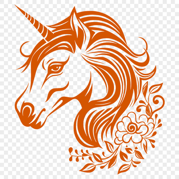 A mythical creature with an ornate head adorned with floral patterns, depicted in a vector design style.