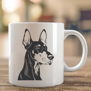 Illustration of a Doberman Pinscher's head, suitable for vector design projects.