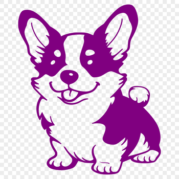 Close-up of a sitting corgi breed dog with full body visible, suitable for clip art and design projects.