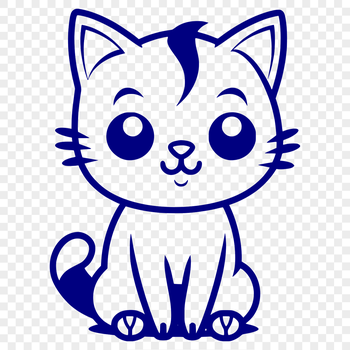A high-quality, full-body illustration of a sitting cat with detailed features.