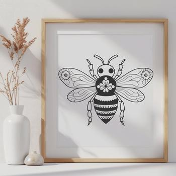 A detailed illustration of a bee's full body from multiple angles, suitable for graphic design projects.