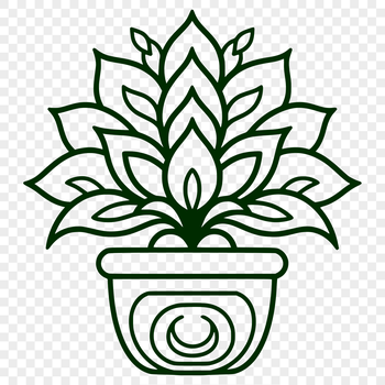 Illustration of a single succulent plant with detailed foliage, suitable for gardening designs or crafts projects.