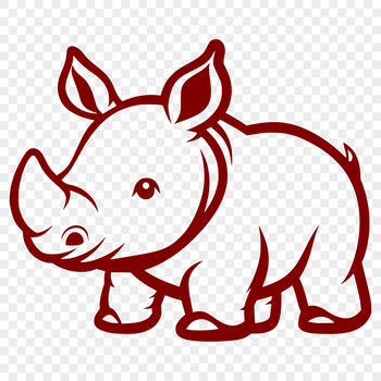 A black and white illustration of a rhino, suitable for personal or commercial use in various design projects.