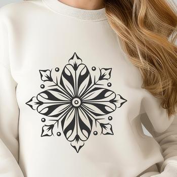Delicate winter snowflake with intricate patterns and symmetry, suitable for vector design and printing.