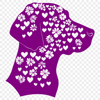 A regal-looking Weimaraner breed dog with a sleek coat, rendered as a vector graphic.