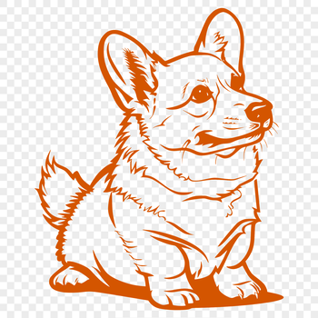 A full-body illustration of a Welsh Corgi in a sitting position.