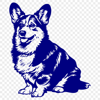 A seated Welsh Corgi breed dog with a full body illustration.