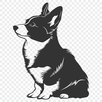 Close-up illustration of a Welsh Corgi in full body pose, suitable for clipping and cutting.