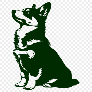 A full-body illustration of a sitting Welsh Corgi dog with detailed features.