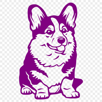 A full-body illustration of a Welsh Corgi breed dog sitting comfortably, suitable for design and creative projects.