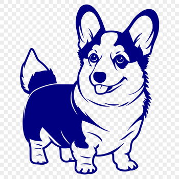 A full-body illustration of a standing Welsh Corgi dog breed, suitable for printing or cutting out.