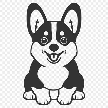A detailed illustration of a sitting Welsh Corgi from a full body perspective.