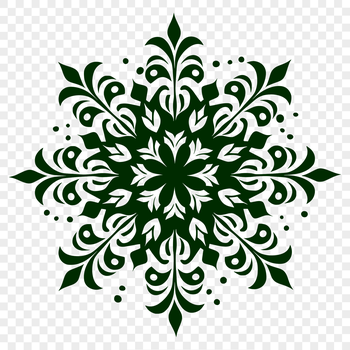 A delicate six-pointed snowflake with intricate patterns, suitable for winter designs and Christmas themes.