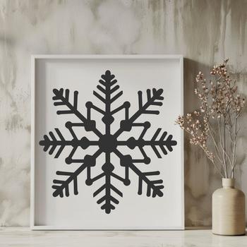 A delicate, intricately detailed snowflake design for use in digital art and craft projects.