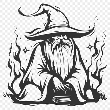 A full-body depiction of a wizard in ornate attire, evoking fantasy and magic.