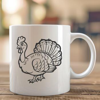 A clear illustration of a turkey from the side, showcasing its full body.
