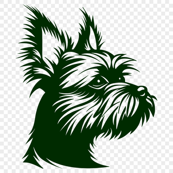 A detailed illustration of a small Yorkshire Terrier's head, suitable for personal or commercial vector art designs.