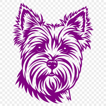 An SVG vector image of a small dog breed, specifically a Yorkshire terrier.