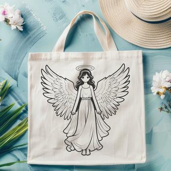 A vector illustration of a serene angel in a peaceful pose.
