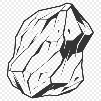 A graphic representation of a rock, suitable for cutting and stenciling.