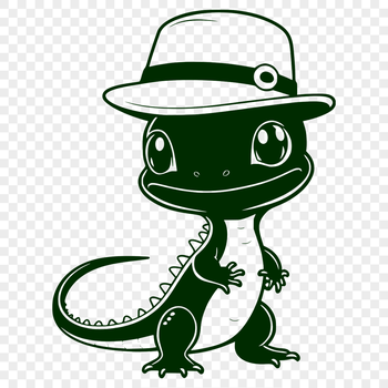 A colorful digital illustration of a salamander wearing a hat, suitable for vector art projects.